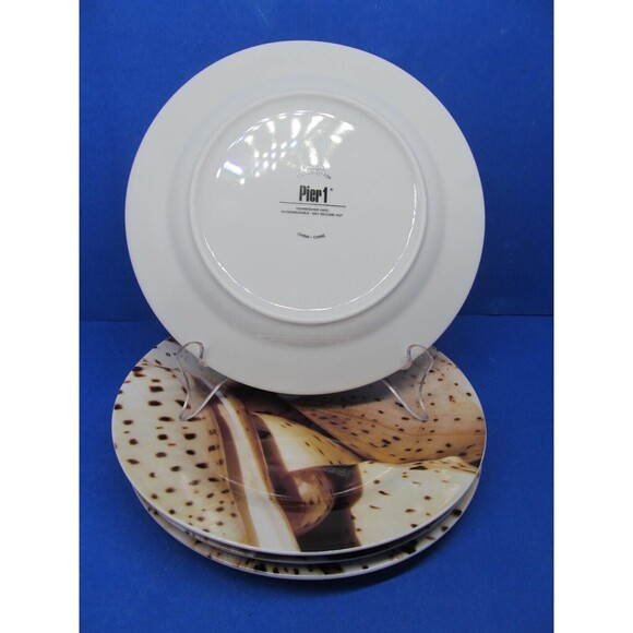 Pier 1 Seashell 8" Tan Brown And Beige Appetizer Or Salad Plates Set Of 4 - Picture 4 of 9
